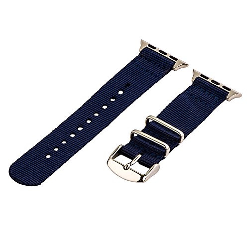 Clockwork Synergy - 2 Piece Classic NATO Band (SS) Compatible for 42mm Apple Watch Series (Navy Blue)
