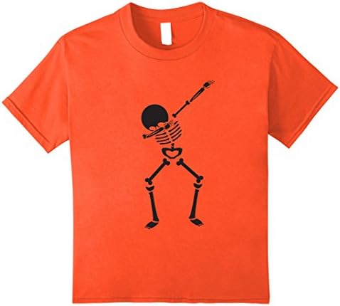 Kids Dabbing Skeleton Shirt for kids men and women 10 Orange