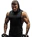URRU Men's Hooded Tank Tops Workout Sleeveless Muscle Shirt with Kanga Pocket S-XXL