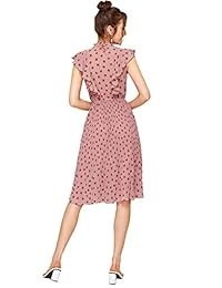 Verdusa Vestido de mujer con volantes y cuello de lunares