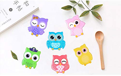 Owl Refrigerator Magnets 6PCS Epoxy Resin Decorative Fridge Magnets Set Cute Funny Decoration Locker Kitchen Office Whiteboards etc Suitable for Kids Toddlers and Adults (Cartoon Owl) - Thumbnail 4