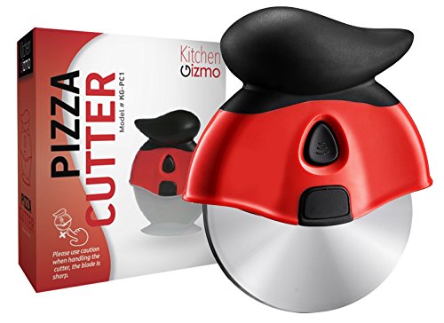 Kitchen Gizmo, Pizza Cutter Wheel - Smooth Slicing With Sharp Stainless Steel Blade - Specially Designed Ergonomic Rubberized Grip And Protective Sheath With Stand - Blade Comes Out For Easy Cleaning