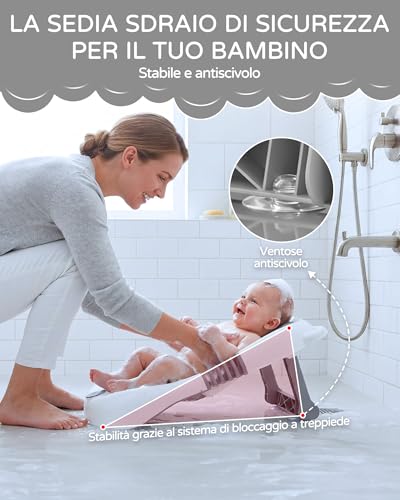 Foldable Baby Bath Tub with Stand, Newborn Bathtub with Non-Slip Seat and Suction Cups, Baby Must Haves for 0-6 Months, Newborn Gift