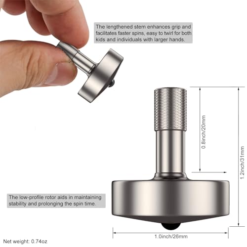 DjuiinoStar Premium Titanium Spinning Top: Lengthened Stem, Easy to Twirl, High Performance (4-7 Minutes), CNC Machined, Great Time Killer, EDC Fidget Toy DST-817
