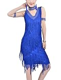 Whitewed V Neck Beaded Embellished 1920's Flapper Inspired Style Flapper Dress XL