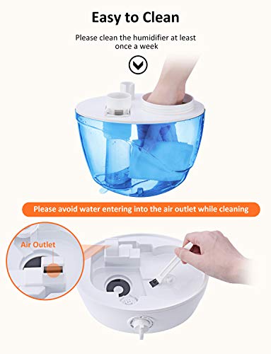 Homasy Cool Mist Humidifiers, Quiet Baby Humidifiers for Bedroom, Last Up to 25 Hours, Easy to Clean, Ultrasonic Humidifier with Precise Mist Control, Auto Shut-Off, Anti-Slip Handle