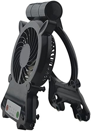 Usb fan Desk fan Portable fan with 2200mAh Power Bank and Flash light for Traveling Fishing Camping Hiking Backpacking Picnic Boating (Black)