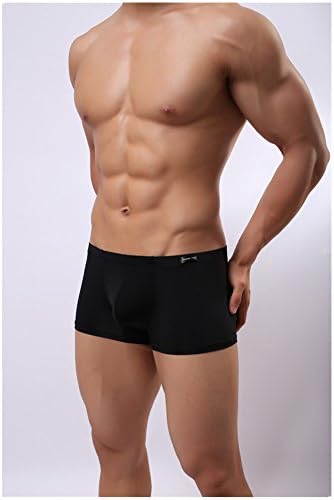 Casualfashion Sexy Male Icy Cool Boxer Briefs 5 Colors Comfortable Thin Ice Silk Underwear for Men (XXL, Black)