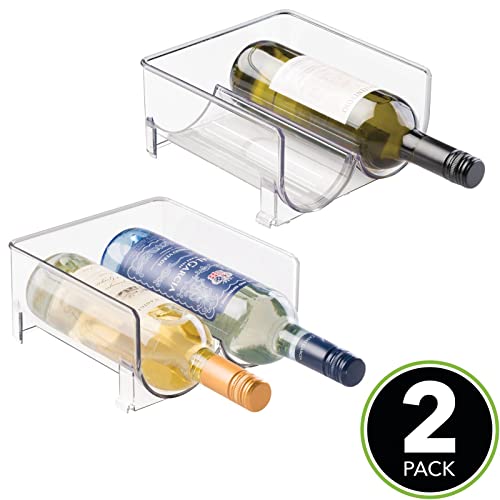 mDesign Stackable Plastic 2 Bottle Refrigerator Wine Rack Kitchen