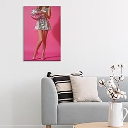 Trendy Disco Ball Canvas Wall Art Funky Pink Preppy