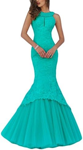 Promworld Women's Halter Neck Key Hole Mermaid Long Evening Gown Fuschia