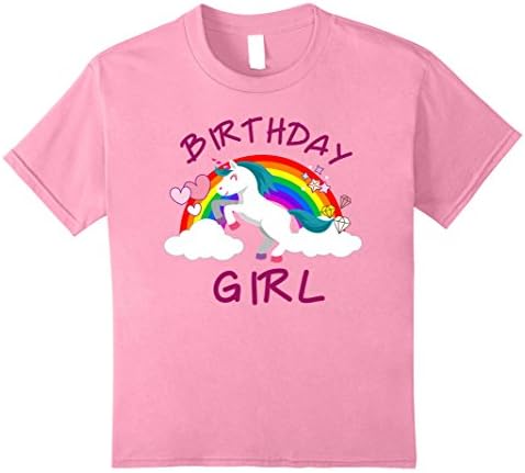 Kids Unicorn Birthday Girl Rainbow Fantasy Fairy Tale T-shirt 8 Pink