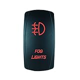 QUNQI STAR 5 pin Laser Backlit Rocker Switch FOG LIGHTS 20A 12V On/off LED Light Toggle Switch (Red)