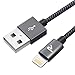 RAMPOW iPhone Charger Cable 6.5ft MFi Certified & Nylon Braided - Long Lightning Cable - Fast Charging & Sync - iPhone Cable for iPhone 12 Pro Max 12 Mini 11 Pro Max SE XS XR X iPad iPod - Space Gray