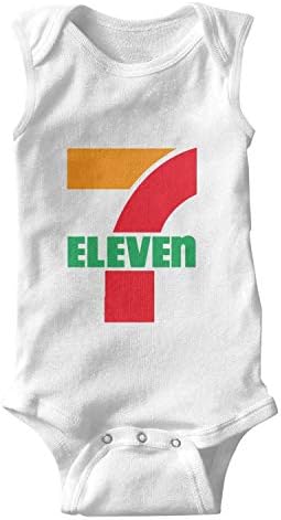 JIAJIAJIAN Design 100% Cotton Newborn Baby Girl Short Sleeve Onesies 7-Eleven-Logo- Romper