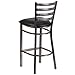 Flash Furniture HERCULES Series Clear Coated Ladder Back Metal Restaurant Barstool - Black Vinyl Seat