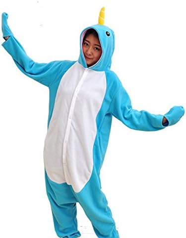 Harvey Unsex Nightclothes Sleepwear Cosplay Kigurumi Flannel Anime Cartoon Onesie Adult Pajamas Nighty Narwhal Size S