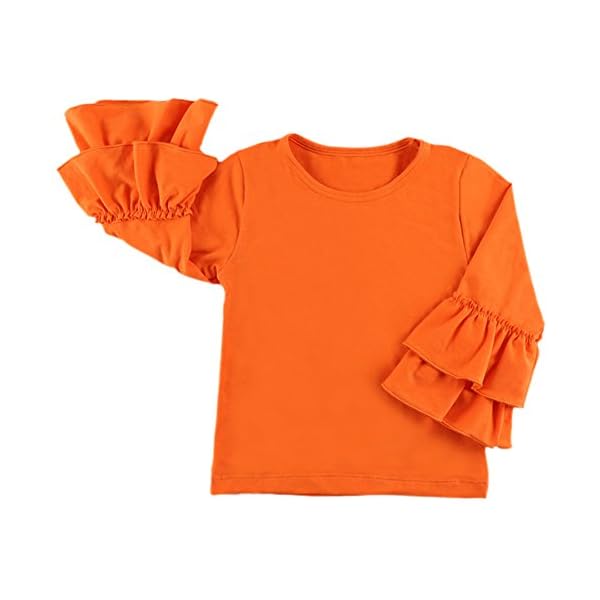 Girls Icing Lotus Ruffle Cotton T-Shirt Long-Sleeve Cuff Undershirt School Tee Christmas Raglan Casual Blouse