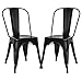 Poly and Bark Trattoria Kitchen and Dining Metal Side Chair in Black (Set of 2)