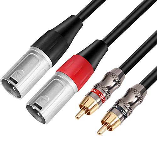 Devinal XLR to RCA Stereo Interconnect Cable, Heavy Duty Dual XLR Male