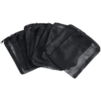 SLSON 12 Pcs Aquarium Filter Bag Nylon Media Mesh Bags Reusable Net Bags with Plastic Zipper for Fish Tank Bio Balls, Pelletized Carbon, Ammonia Remover and Ceramic Rings,Black