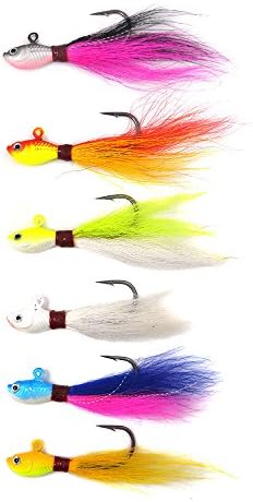 kmucutie 3D Eyes bucktail jig Saltwater Fishing Lure 6 Pieces
