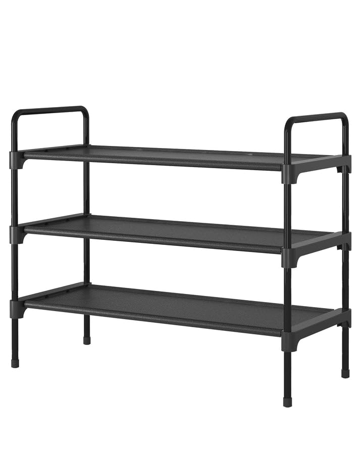 Photo 1 of Kitsure Shoe Rack for Closet, Sturdy Shoe Storage for Entryway, Space-Saving Shoe Rack Small and Shoe Shelf, 27.6" Wide, Black