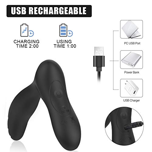Vibrating Prostate Massager 2 Powerful Motors 10 Vibration Modes for Anal Pleasure, PALOQUETH Waterproof Anal Vibrator Male Sex Toy Rechargeable Prostate Stimulator Wireless Remote Upgraded - Thumbnail 4