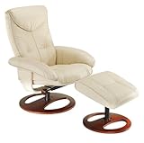 Soft Touch Vanilla Swivel Recliner and Slanted Ottoman