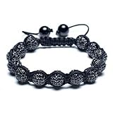Bling Jewelry Black Shamballa Inspired Bracelet Crystal Beads 10mm Alloy