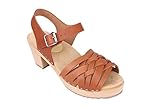 Lotta From Stockholm Swedish Clogs Braided High Heel Clogs in Wax Tan Leather