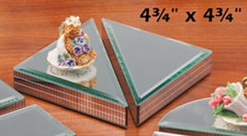 4.75 " SET OF 2 TRIANGLULAR BEVELLED MIRROR RISERS Silver Display Stand Mirror Riser Swarovski Crystal Stand