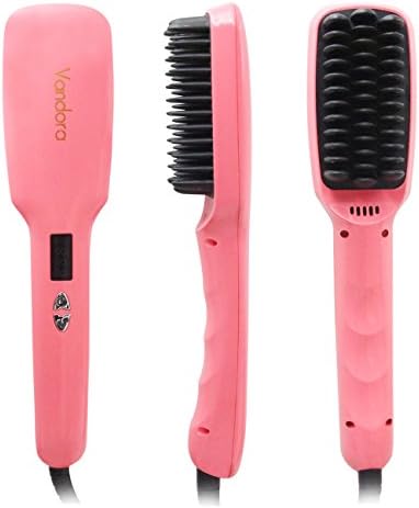 Hair Straightener Brush, Anion Hair Care Anti Scald Static Hair Straightening Comb with Detangling Digitial LCD