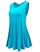 JollieLovin Women's Tank Tops Plus Size Sleeveless Tunic Crew Neck Loose Fit T-Shirt(Lake Blue,L)