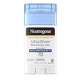 Neutrogena Ultra Sheer Face & Body Stick Sunscreen Broad Spectrum SPF 70, 1.5 Oz