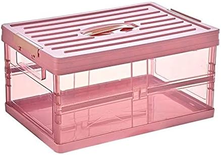 Car Trunk Folding Storage Organizer Box with Handle, Transparent Pink ...