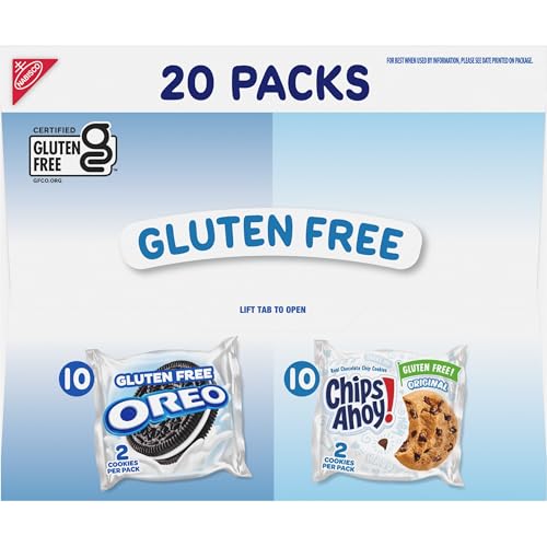 OREO CHOCOLATE SANDWICH COOKIES & CHIPS AHOY! CHOCOLATE CHIP COOKIES GLUTEN FREE COOKIES VARIETY PACK, 20 SNACK PACKS