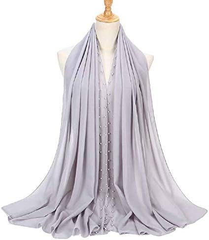 WOMEN HIT 2019 EXCLUSIVE HEAVY CHIFFON SCARF SHAWL WRAP WITH PEARLS