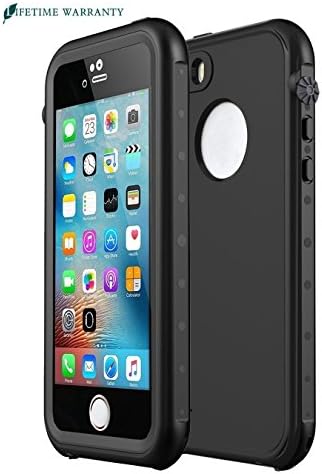 Sunwukin Waterproof Case for iPhone SE 5S 5 , IP68 6.6ft Depth Under Water Shockproof Snowproof Dirtpoof Dustproof Protector Cover (Black)