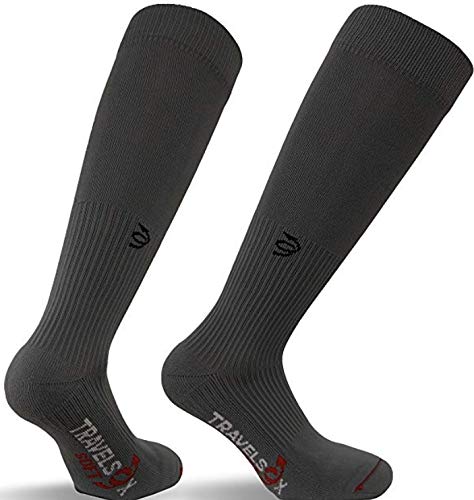 Travelsox TSS6000 Patented Graduated Compression Performance Travel & Dress Socks Gray