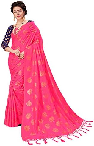 Monjolika Fashion Women's 2 Tone Silk Saree with Blouse Piece (35501, Pink, Free Size)