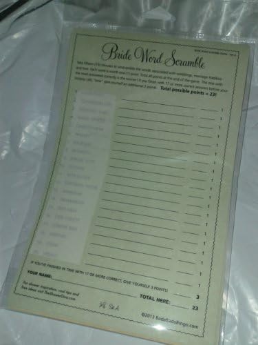 Bride Word Scramble (For 30 Guests)