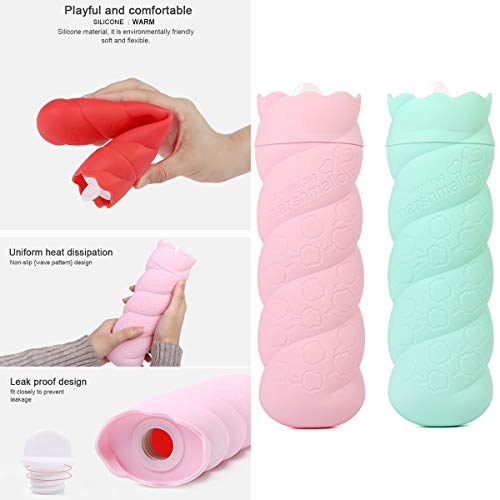 2 in1 Microwave Heating Bottle Silicone Hot Water Bag/Refrigerator Cold Ice Bag for Pain Relief, Hot & Cold Therapies - Gift for Birthday, Christmas, Valentine's Day, Gift (Pink with Cover) - Thumbnail 6