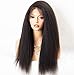 Chantiche Italian Yaki Straight Remy Human Hair Wigs for Black Women -Best Brazilian Glueless Lace Front Wig with Baby Hair 130 Density 16inches (Jet Black #1)