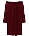 ZANZEA Women's Sexy Off Shoulder Chiffon Lace Ruffle Sleeve Blouse Mini Dress Summer Beach Cover Up Sundress Wine Red M