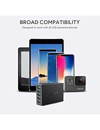 Aukey Cargador USB con puerto carga rápida 3.0 & 4 puertos USB para Samsung Galaxy Note 7 S7 S6 Edge, LG G5, HTC 10, iPhone, iPad y más