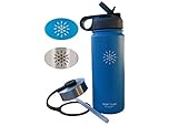 Smart Flask Stainless Steel Water Bottle, 18 Oz., Vacuum Insulated, Includes Leakproof Metal Lid, and convenient Straw Lid