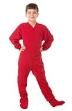 Big Feet PJs Big Boys Kids Red Fleece Footed Pajamas Onesie