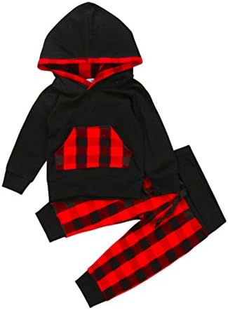 Copper Robin Buffalo Plaid Hoodie and Pants Set for Boy's or Girl's (18 months-2T)