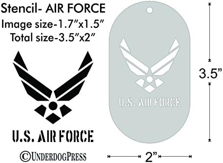 Stencil- U.S. Air Force, 1.7x1.5 Inch Image on 3.5x2 Border, Size 1